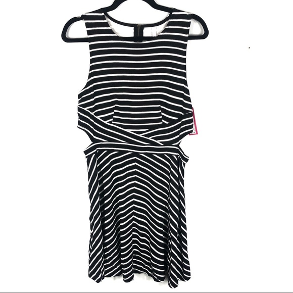 black and white striped skater dress